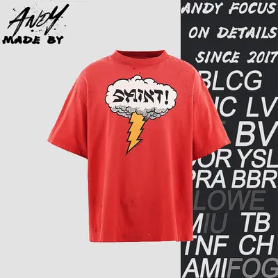 💰(220CNY) Cloud lightning letter print short sleeve Item ID:111038