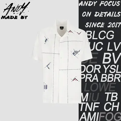 💰(270CNY) FF dashed line embroidered short-sleeve shirt Item ID:111047