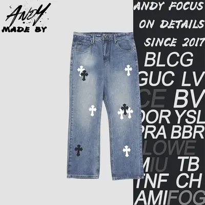 💰(270CNY) Denim jeans with a Sanskrit cross patch on the back Item ID:210289