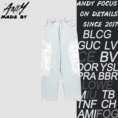 💰(340CNY) Five-pocket straight-leg jeans with a paint splatter effect Item ID:210290