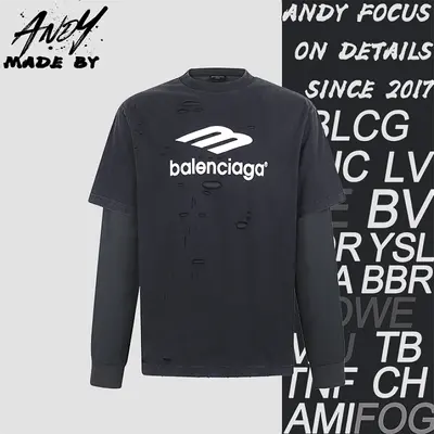 💰( 280CNY)25SS Faux Two-Piece Distressed Print Logo Layered T-Shirt Iem ID:111105-Z