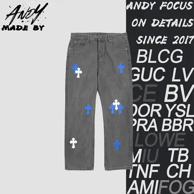 💰(270CNY) Denim jeans with a Sanskrit cross patch on the back Item ID:210292