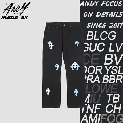💰(270CNY) Denim jeans with a Sanskrit cross patch on the back Item ID:210294