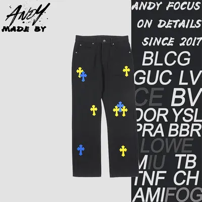 💰(270CNY) Denim jeans with a Sanskrit cross patch on the back Item ID:210295