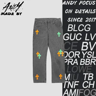 💰(270CNY) Denim jeans with a Sanskrit cross patch on the back Item ID:210297