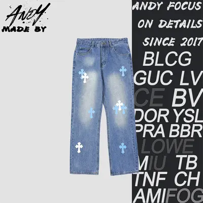 💰(270CNY) Denim jeans with a Sanskrit cross patch on the back Item ID:210299
