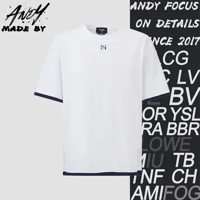 💰( 190CNY)F Embroidered Faux Two-Piece Short-Sleeve T-Shirt Iem ID:111165-S