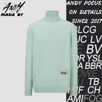 💰(320CNY) Pocket Leather Label Turtleneck Sweater Iem ID:111183-S