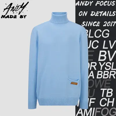 💰(320CNY) Pocket Leather Label Turtleneck Sweater Iem ID:111184-S