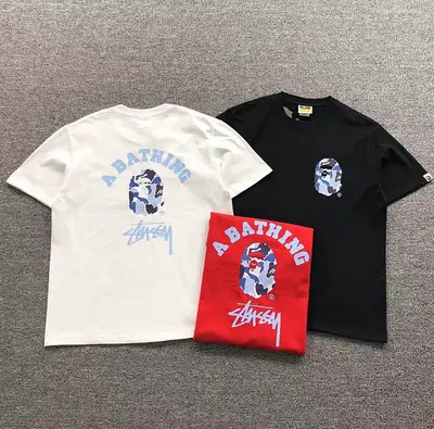 ¥79 BAPE STUSSY T-SHIRT 411182642(im 170cm 57kg i wear size S in the phot)