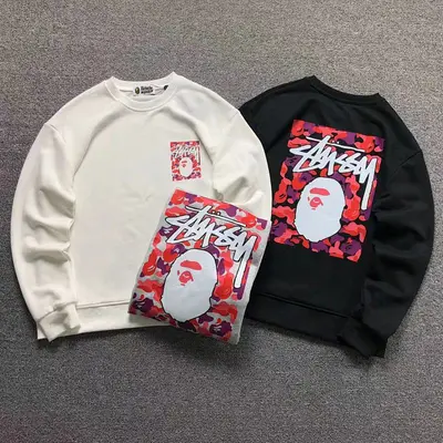 ¥125 BAPE STUSSY HOODIE 4111280617(im 170cm 55kg i wear size S in the phot)
