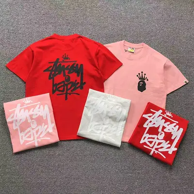¥78 BAPE STUSSY T-SHIRT 1102091642(im 170cm 55kg i wear size S in the phot)