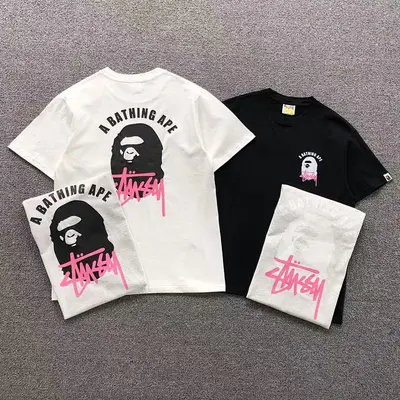 ¥85 BAPE STUSSY T-SHIRT 4105171717(im 170cm 60kg i wear size S in the phot)
