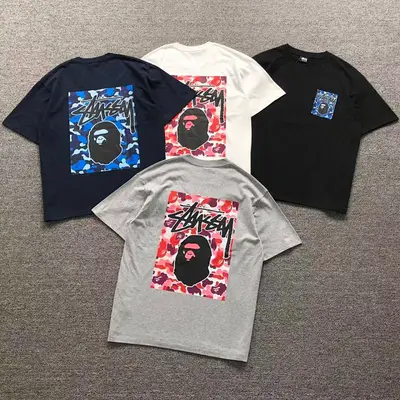 ¥85 BAPE STUSSY T-SHIRT 3111050421(im 170cm 60kg i wear size M in the phot)