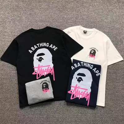 ¥85 BAPE STUSSY T-SHIRT 3111050321(im 170cm 60kg i wear size M in the phot)
