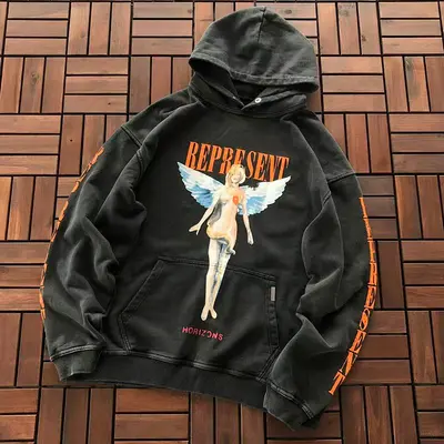 ￥~135 REPRESENT HOODIE 33120101 (im 184CM 80KG iwear size M in the photo)