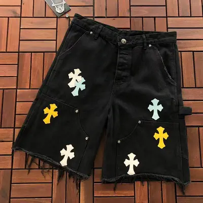￥~199 CH🔥OM🔥 HE🔥RTS SHORTS JEANS 77040717 (im 176CM 58KG iwear size 32 in the photo)