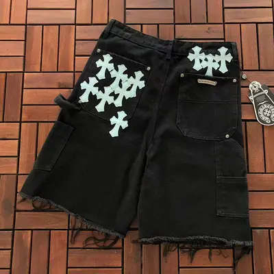 ¥~199 CH🔥OM🔥 HE🔥RTS SHORTS JEANS 77040714 (im 176CM 58KG iwear size 30 in the photo)
