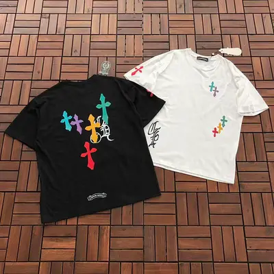 ￥~85 CH🔥OM🔥 HE🔥RTS T-SHIRT 77040817 (im 176CM 58KG iwear size M in the photo)