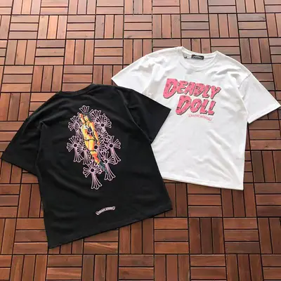 ￥~85 CH🔥OM🔥 HE🔥RTS T-SHIRT 77040831 (im 176CM 58KG iwear size M in the photo)