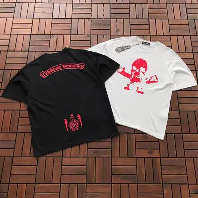 ￥~85 CH🔥OM🔥 HE🔥RTS T-SHIRT 77040809 (im 176CM 58KG iwear size M in the photo)