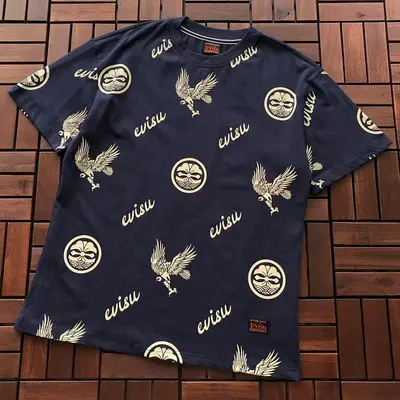 ￥~89 EVISU T-SHIRT 55041265 (im 185CM 70KG iwear size M in the photo)
