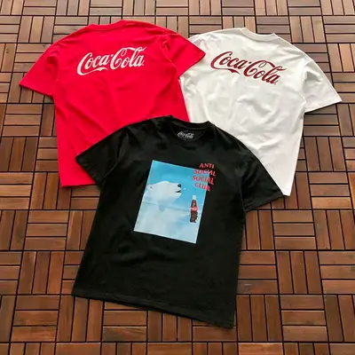 ￥~85 ANTI SOCIAL SOCIAL CLUB & COCACOLA T-SHIRT 55041213 (im 185CM 70KG iwear size L in the photo)