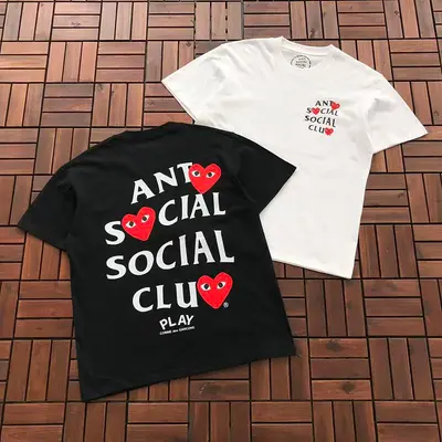 ¥~85 ANTI SOCIAL SOCIAL CLUB & CDG T-SHIRT 55041572 (im 185CM 70KG iwear size M in the photo)