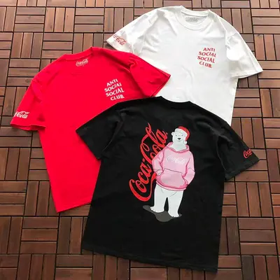 ¥~85 ANTI SOCIAL SOCIAL CLUB & COCACOLA T-SHIRT 55041610 (im 185CM 70KG iwear size L in the photo)