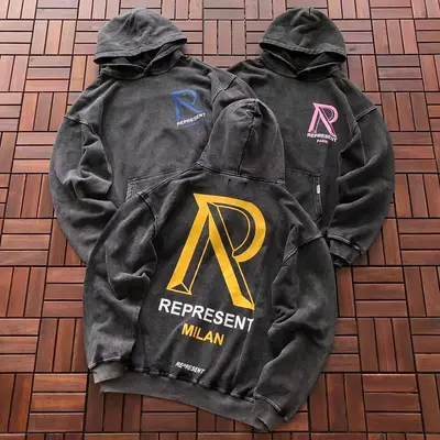 ¥~185 REPRESENT HOODIE 66041903 (im 176CM 58KG iwear size S in the photo)