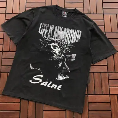 ¥~95 SAINT MICHAEL T-SHIRT 77042347 (im 176CM 58KG iwear size L in the photo)