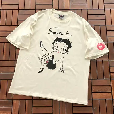 ￥~86 SAINT MICHAEL T-SHIRT 77042387 (im 176CM 58KG iwear size L in the photo)