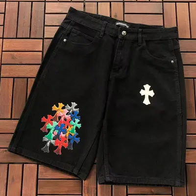 ￥~185 CH🔥OM🔥 HE🔥RTS SHORTS JEANS 55060894 (im 185CM 80KG iwear size L in the photo)