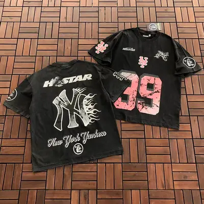 ￥~89 HELLSTAR & MLB T-SHIRT 77061216 (im 185CM 80KG iwear size M in the photo)
