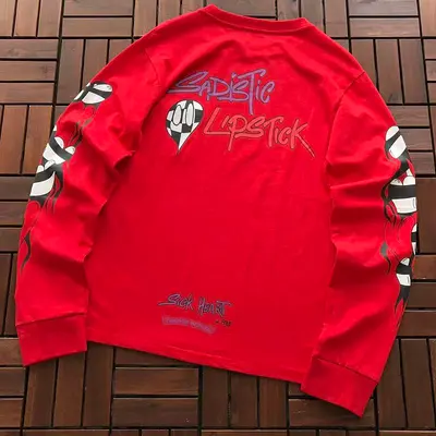 ￥~99 CH🔥OM🔥 HE🔥RTS LONG-SLEEVE 77061585 (im 185CM 70KG iwear size M in the photo)