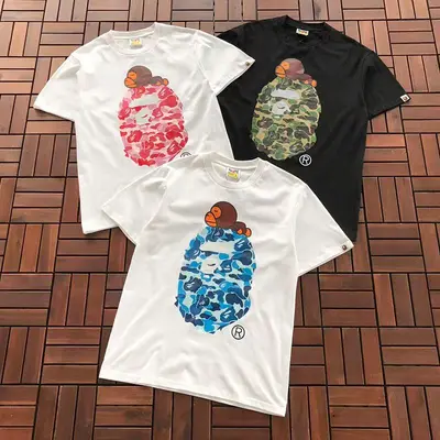 ¥~75 BAPE T-SHIRT 66071423 (im 185CM 70KG iwear size L in the photo)