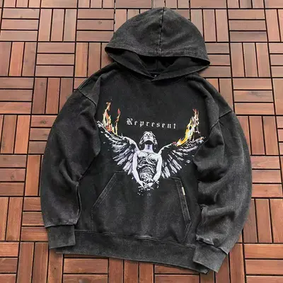￥~135 REPRESENT HOODIE 66081610 (im 185CM 80KG iwear size M in the photo)