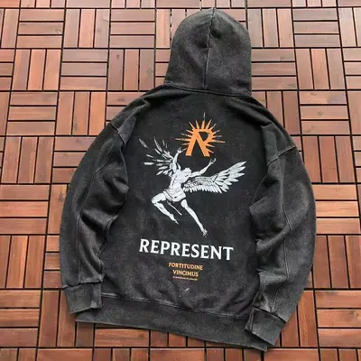 ￥~135 REPRESENT HOODIE 66081608 (im 185CM 80KG iwear size M in the photo)