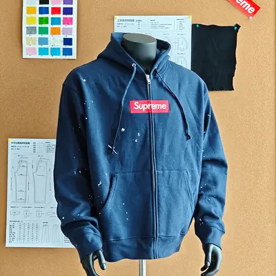(229¥)Sup/M6 Box Logo Zip Up Hooded Blue