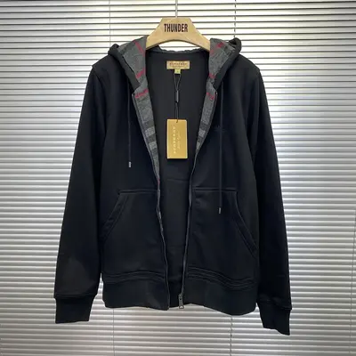 Classic Check Hooded Zip Jacket-Black P: 325CNY